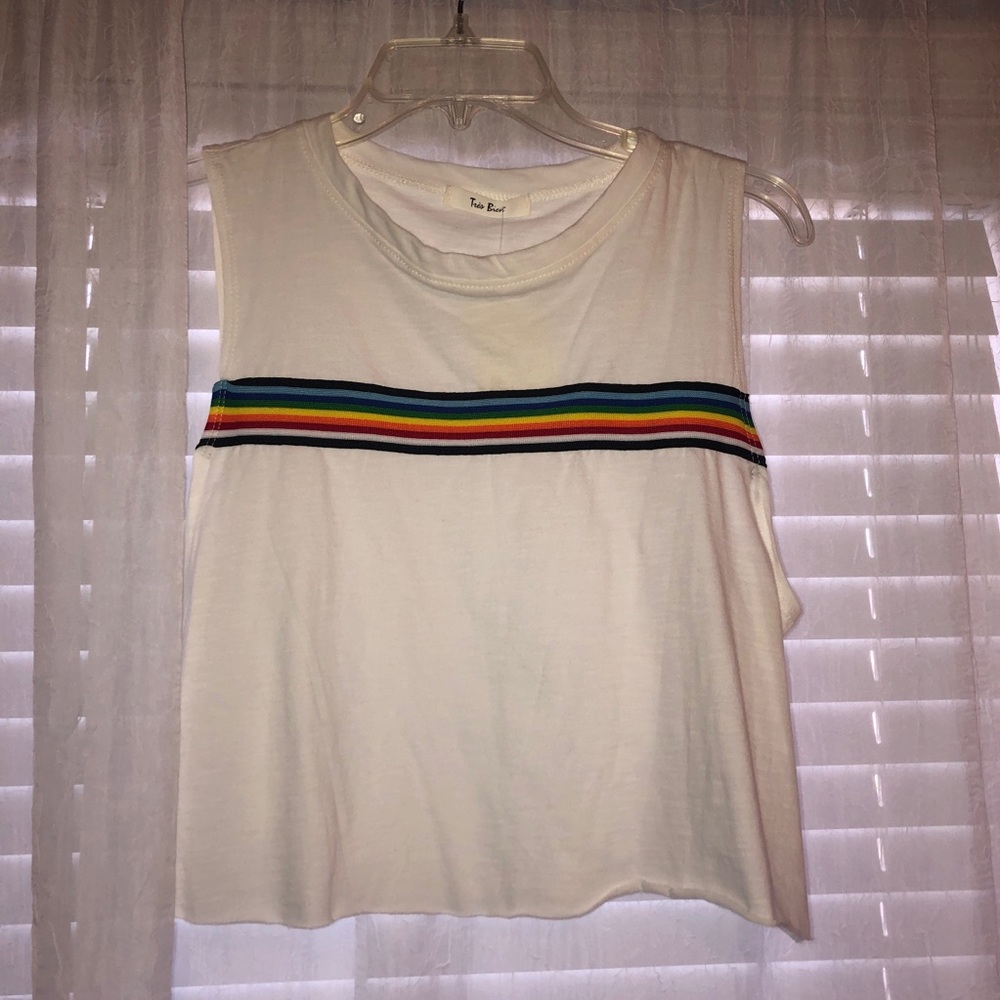 Rainbow stripe crop top